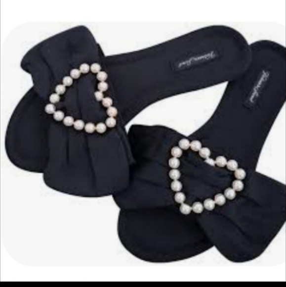 Victoria's Secret Shoes - Victoria's secret satin  pearl bow slides